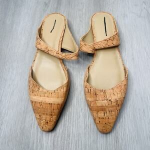 Ann Taylor Elongated Cork Chic Tan Pointed Toe Shoes Flats Size 7